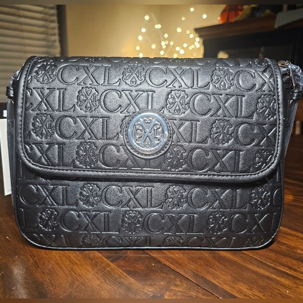 Christian Lacroix Black Embossed Crossbody Bag